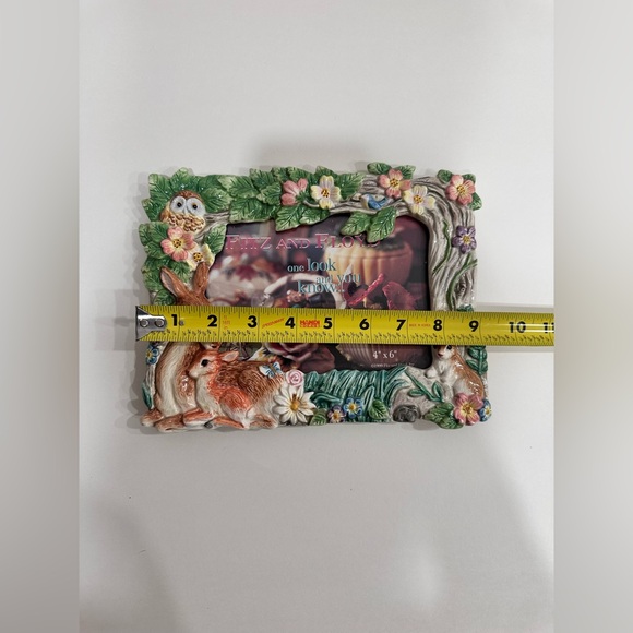 Vintage Fitz & Floyd 1999 Ceramic Woodland Animals 4x6 Picture Frame - Picture 6 of 8